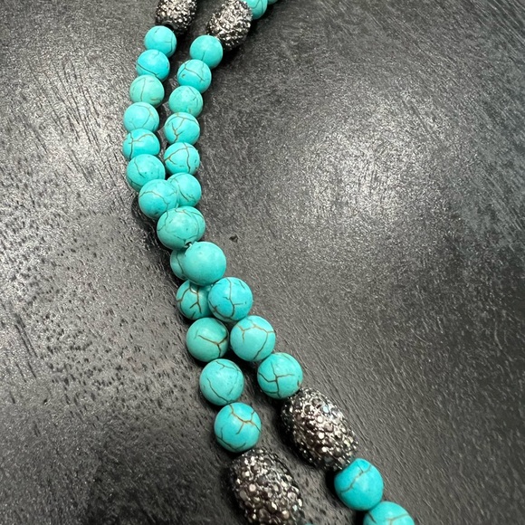 ☮️🩵Hip Chik🩵☮️Turquoise Beaded Tassel Necklace - Picture 4 of 9